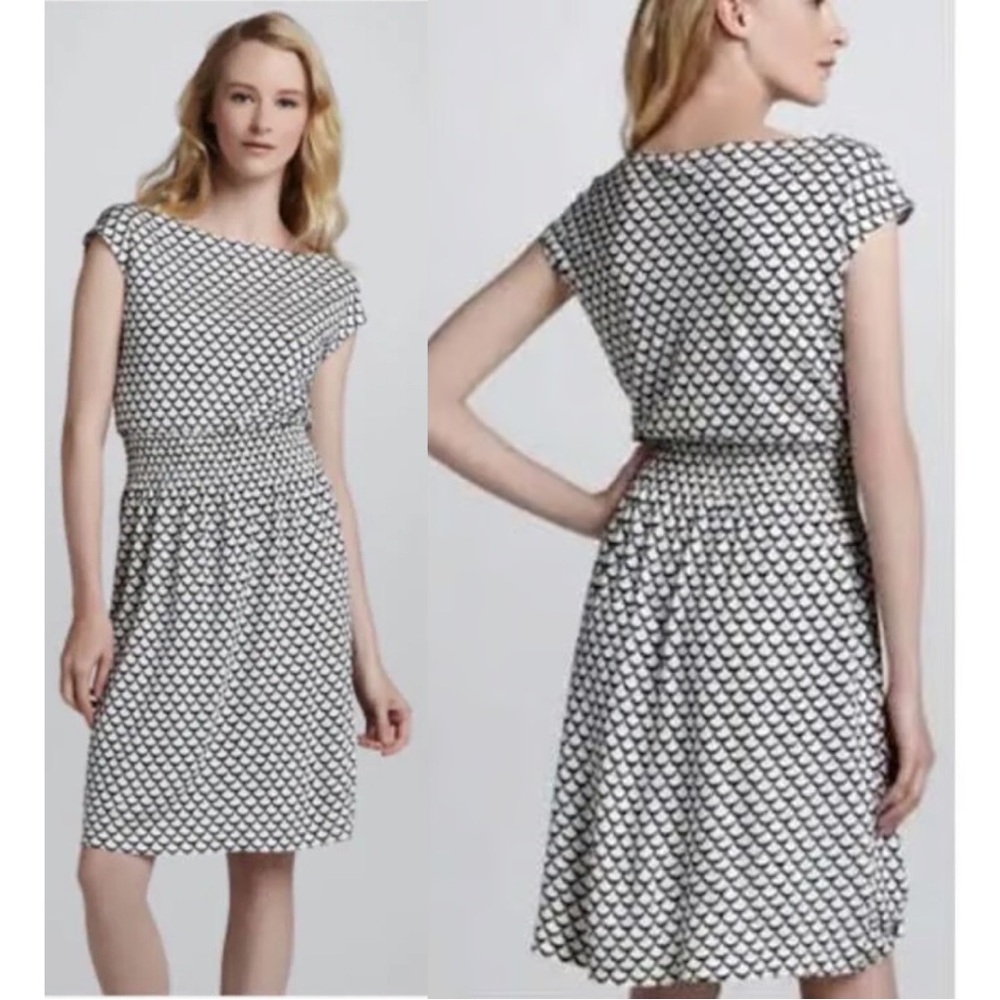 Tory Burch Justina Scallop Print Blouson Dress Large